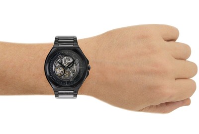 Pre-owned Fossil - Evanston Automatic Black Stainless Steel Multifunction Watch \ Rrp£224