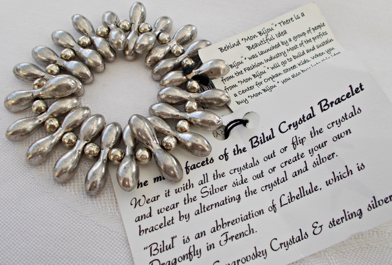 Mon Bijou Bilul Crystal Bracelet NWT clear Swarovski crystals & sterling silver