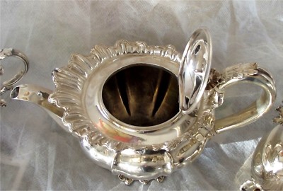 1830 English Antique Georgian Sterling Silver Tea Set Drake Family London 1697gr