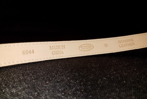 Women's ~ TALBOTS ~ Thin Width Black Croc Leather BELT ~ Sz M ~ Gold Chain Links