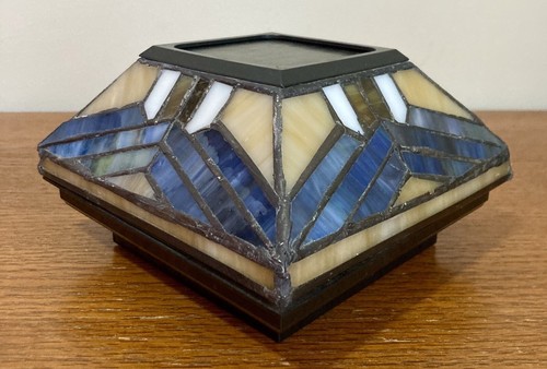Stained Glass Solar Post Cap Light Tiffany Mission Style HARD-TO-FIND