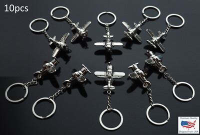 10pcs  Air Plane Airplane Classic Charm Pendant Keychain Spinning Propeller Gift