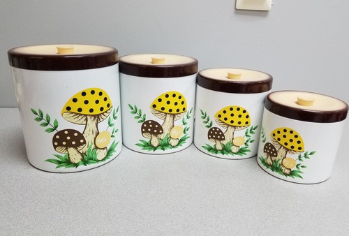 Vintage Nesting Mushroom Canisters  Mid Century Modern Set Of 4 Sears Co+