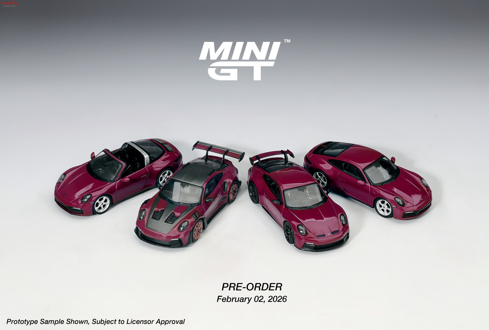 Mini GT Porsche 911 992.1 Rubystone Red Set LHD 1:64 Diecast Model Car