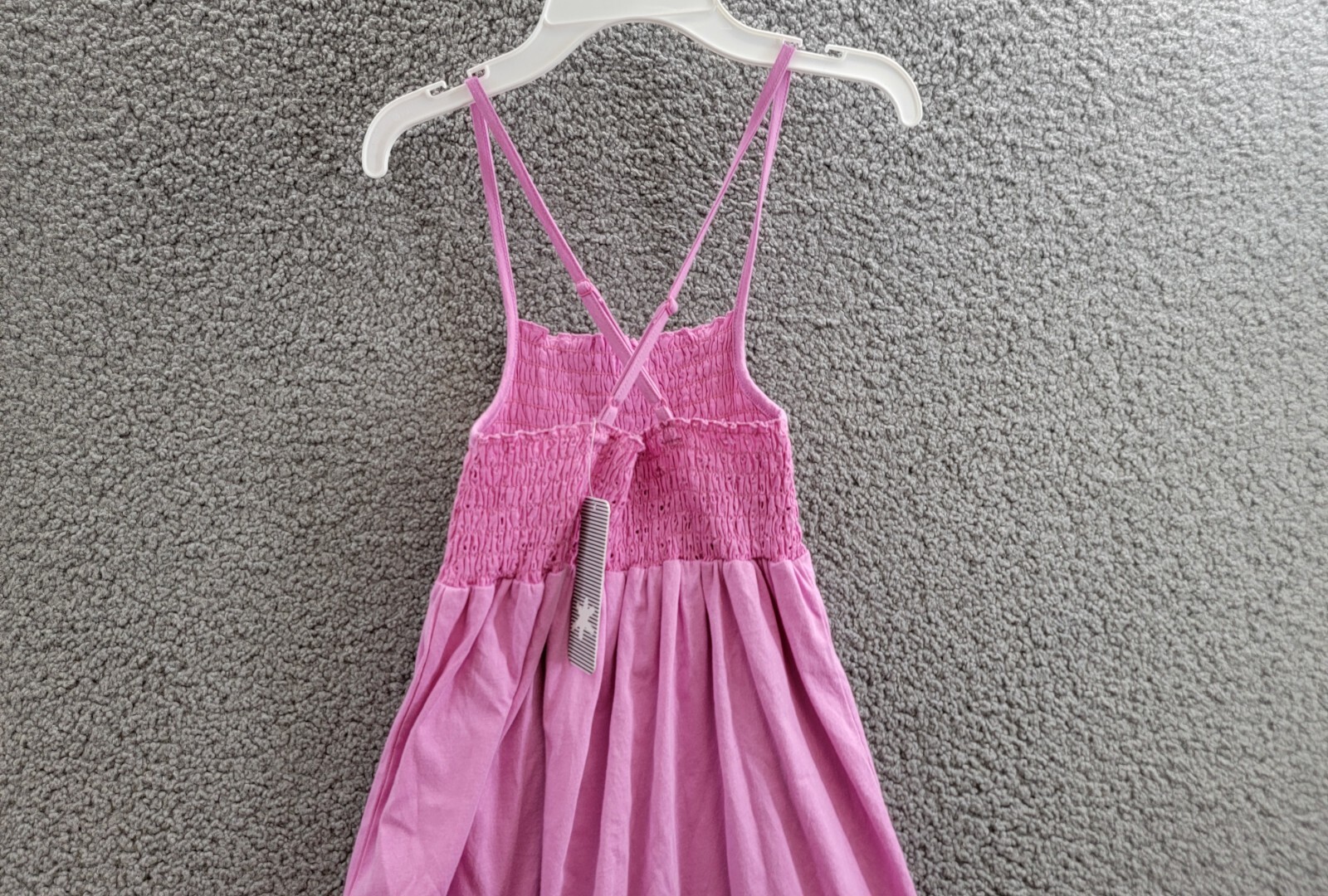 Splendid Eyelet Smocked Dress Girl's 14 Pink Square Neck Pullover - Picture 10 of 15