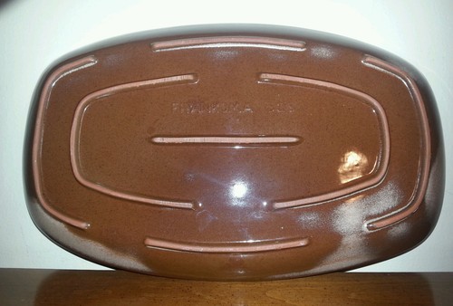 Frankoma Pottery LAZY BONES BROWN SATIN Oval Serving Platter ~ 5QS ~ 13.5