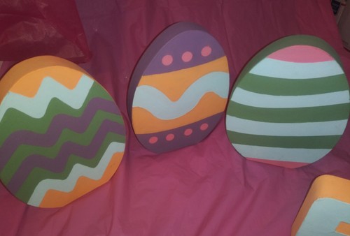 Easter Decorations big Eggs Colorful. 3 eggs springtime festive decorations