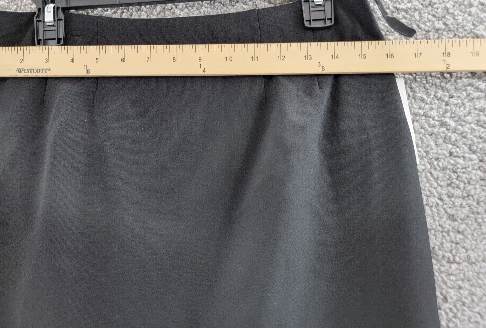 Kasper Crepe Pencil Midi Skirt Women's 4 Black Solid Slit Back Zipped Closure - Picture 4 of 15