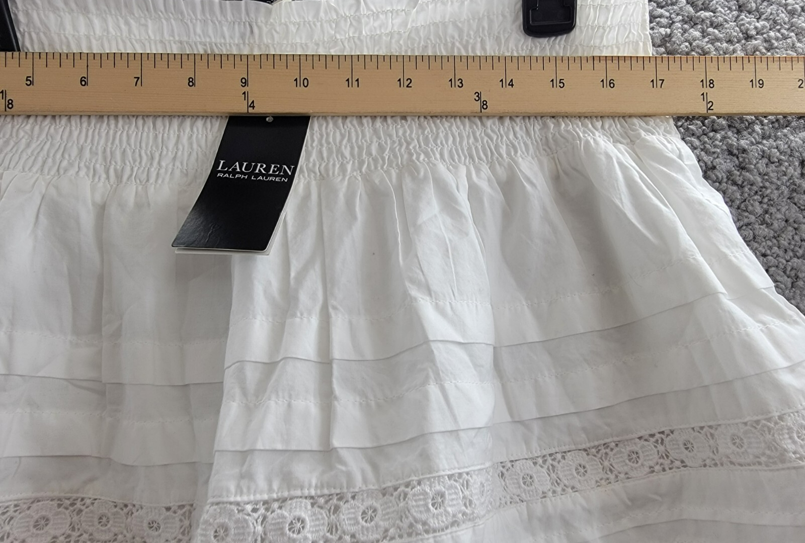 Lauren Ralph Lauren Lace-Trim A-Line Miniskirt Women's L White Elastic Waist - Picture 5 of 16