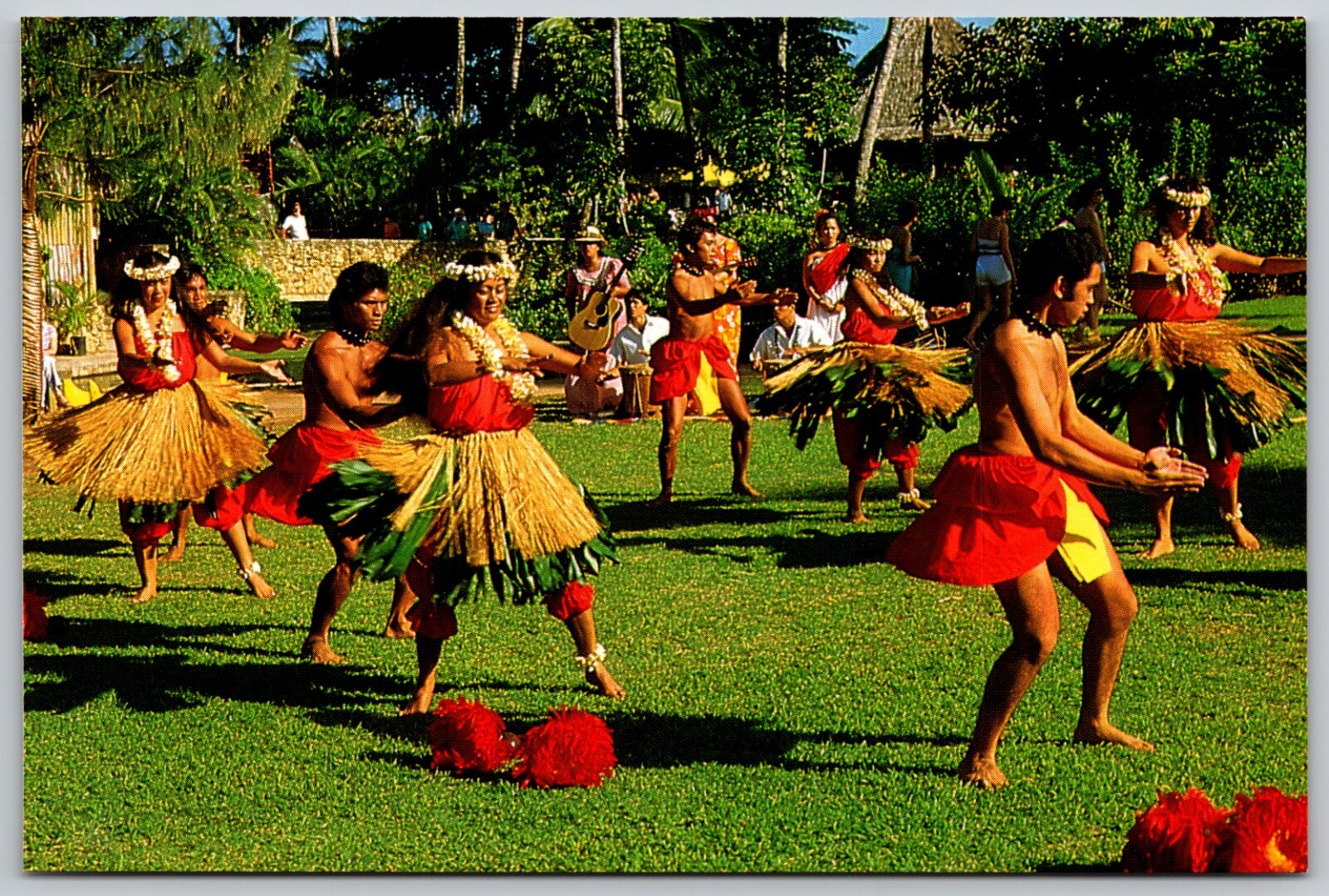 Hawaiian Hula Dance - Hula Dancers and Band in Background