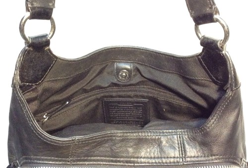 COACH HANDBAG SHOULDER PURSE BLACK LEATHER HOBO