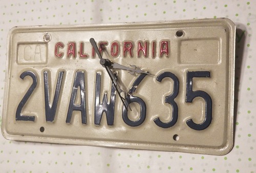 Genuine California License Plate Analog Clock with AA battery Included Travel