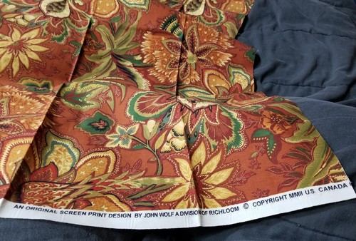 VTG JOHN WOLF Floral Print Fabric Design Div. of Richloom MMII US Canada 56x48