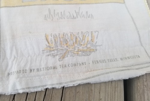 Vintage Cloth Bag Uncle Toms Bacon Dry Cured Sack Fergus Falls, Mn.