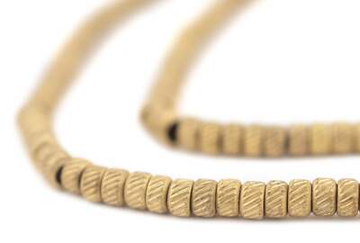 Brass Patterned Rondelle Beads 4mm Disk Large Hole 24 Inch Strand