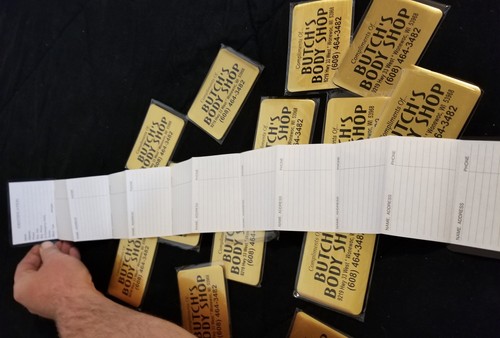 Vintage Butchs Body Shop Magnetic Close Gold Tone Accordion Smalll Address Book