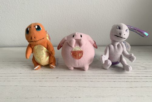Vintage 90s Pokemon Applause Charmander, Chansey, Mewtwo Plush Stuffed Animals