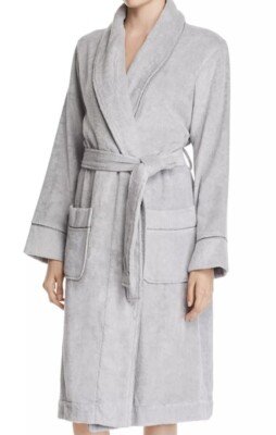 Hudson Park Collection Cotton Modal Bath Robe Large / X Large Light Grey New