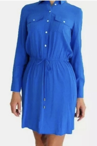 Lauren Ralph Lauren Women's Drawstring Blue Shirt Dress Sz