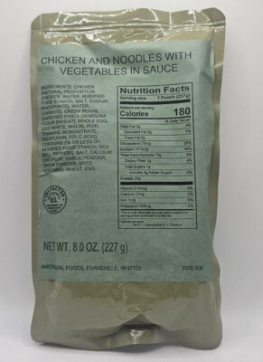 Authentic USGI Ration Entree - Chicken and Noodles with Vegetable in Sauce