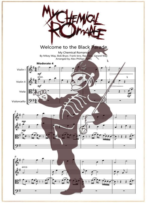 MY CHEMICAL ROMANCE POSTER/PRINT WELCOME TO THE BLACK PARADE MUSIC SHEET MCR 