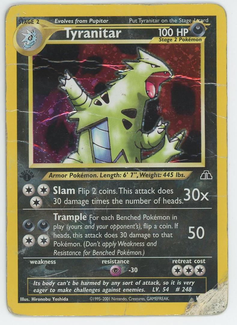 DAMAGED Tyranitar 12/75 1st Edition Holo Rare Neo Discovery