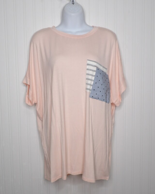 Haptics by Holly Harper Pullover Top Pink Flutter Sleeve Butter Soft Size Medium