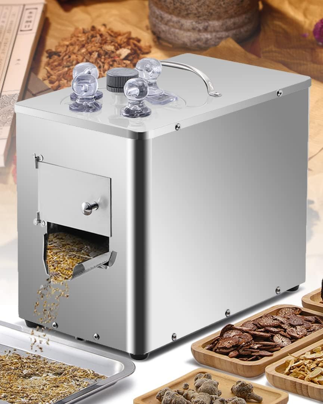 Electric Chinese Medicine Slicer Stainless Steel Herbs Cutter 110V Commercial Herbal Slicing Machine for Antler, Ginseng, Astragalus, Maca, Notoginseng Thinkness 0.3~3Mm Adjustable