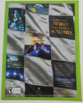 Quantum Redshift Print Ad PROMO Art Poster Xbox Racing Vintage Retro Gaming