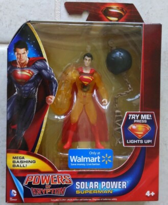 NEW MAN OF STEEL POWERS OF KRYPTON SOLAR POWER SUPERMAN FIGURE MATTEL 2013! A122