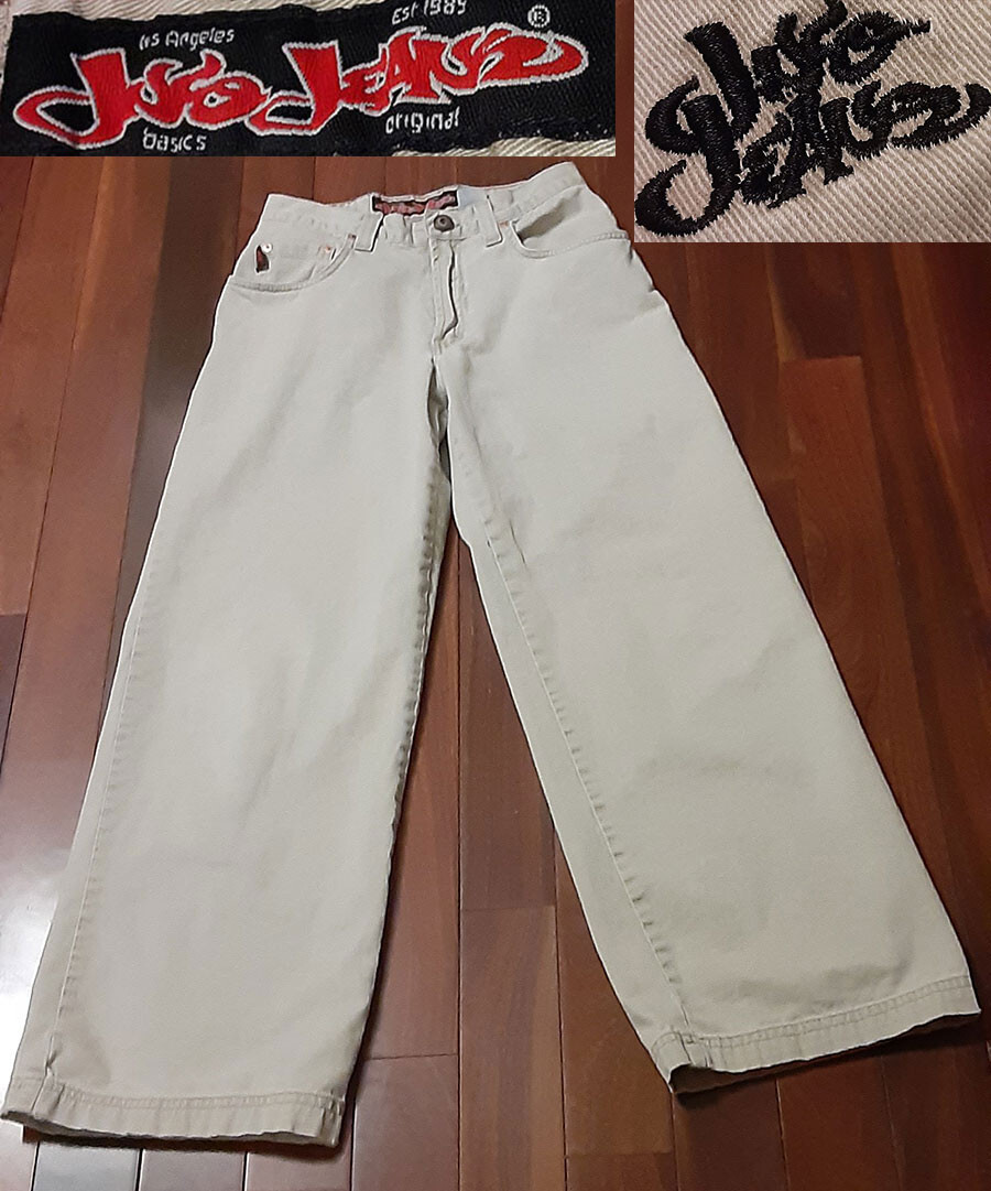 パンツ 90s JNCO JNCO Jeans Khaki Cream Cargo Pants Wide Leg Skater Raver Y2K