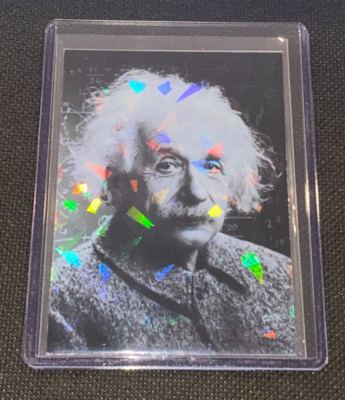 Albert Einstein Custom Refractor Holographic Trading Card in top loader