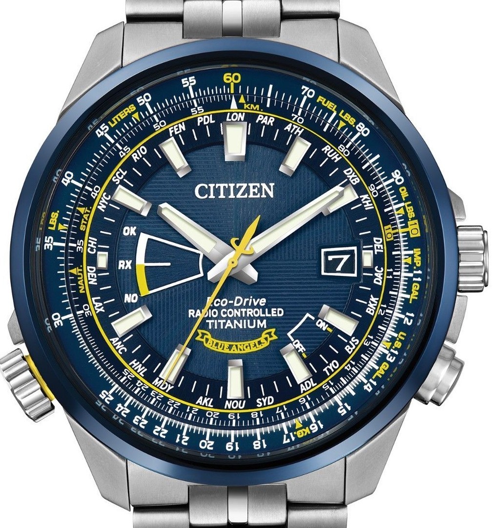 Pre-owned Citizen Eco-drive Men's Watch Blue Angels World At All Titanium Cb0147-59l