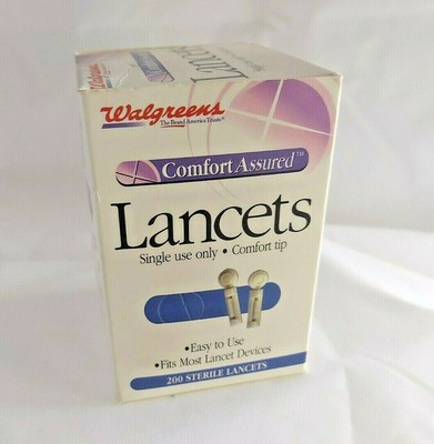 Box of 200 Walgreens Comfort Assured Sterile Lancets Sealed Box