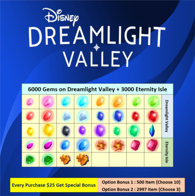 Disney Dreamlight Valley : 9000 Gems Dreamlight Valley + Eternity Isle