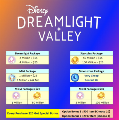 Disney Dreamlight Valley : Dreamlight, Mist, Star Coins, Potion for very CHEAP