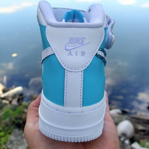 Pre-owned Air Force Custom Pastel  1diamond Blue Multi Size Women's In White