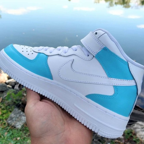 Pre-owned Air Force Custom Pastel  1diamond Blue Multi Size Women's In White