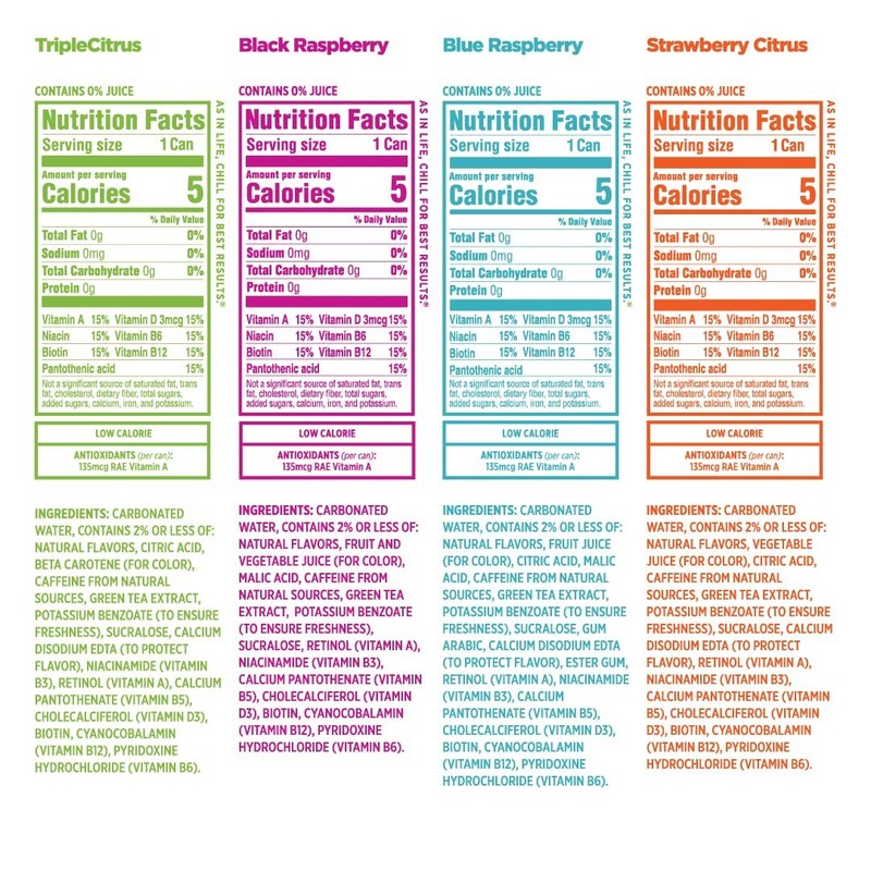 Sparkling Ice +Caffeine Variety Pack-Black Blu Raspberry/Strawberry Twist Citrus