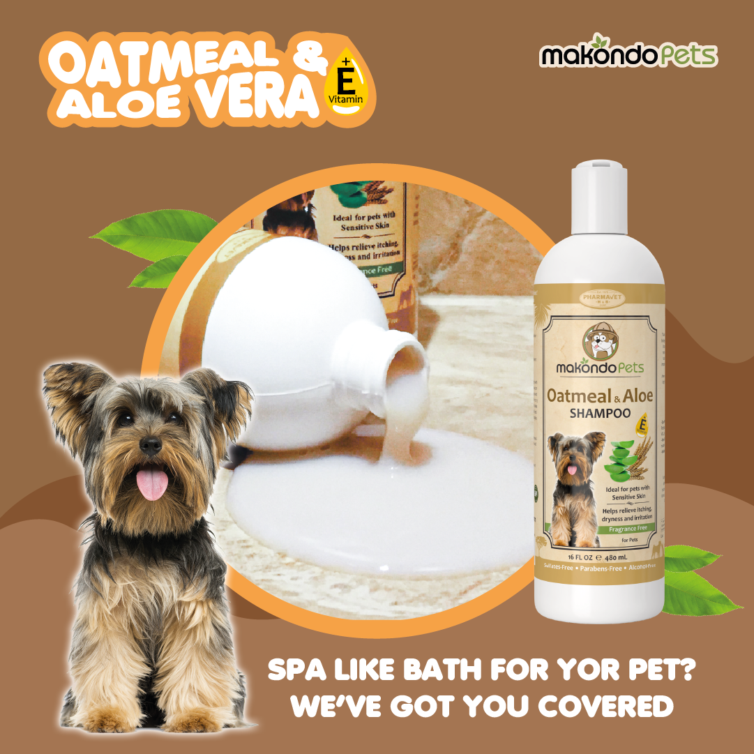 Oatmeal Shampoo for Dogs + Aloe Vera & Vit E.  Puppy shampoo deshedding - 16 Oz