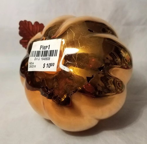 ESTATE PIER 1 METAL GOURD/PUMPKIN & LEAF TEALIGHT CANDLE HOLDER 4