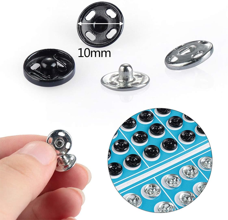 Clothes Hidden Button 100 Sets 10mm Sew-on Snap Buttons Stainless Steel Snap Fas
