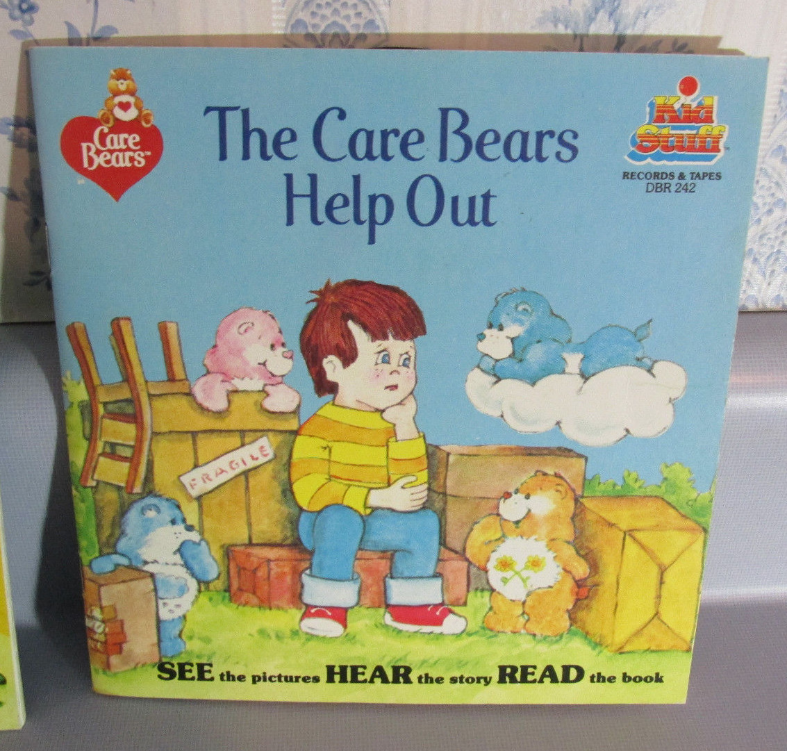 2 Vtg. Care Bears Care Bear Read Along Books - One With 45 Record DBR 243 & 242