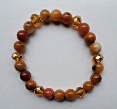 NEW BUY ANY 2 GET 3RD FREE, GOLDEN JADE & RONDELLE CRYSTAL BRACELET