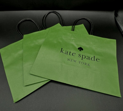 Authentic Kate Spade Green Paper Shopping Gift Bag 10 x 8  x 4.5   Lot of 3  New