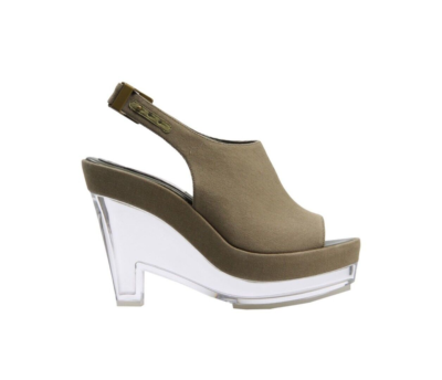 Stella Mccartney olive clear heel platform wedge shoes sandal size 8