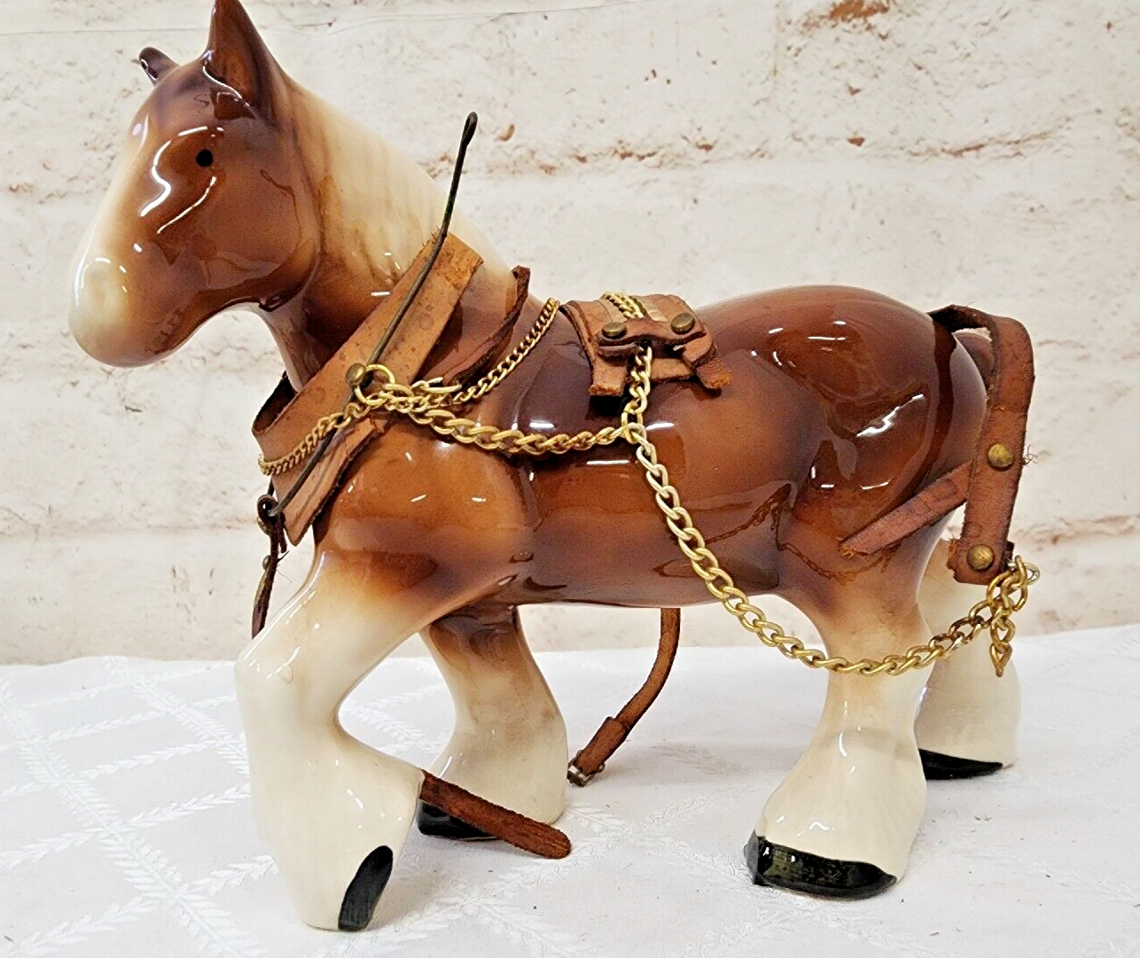 Porcelain Clydesdale Horse Figurine Brown 10