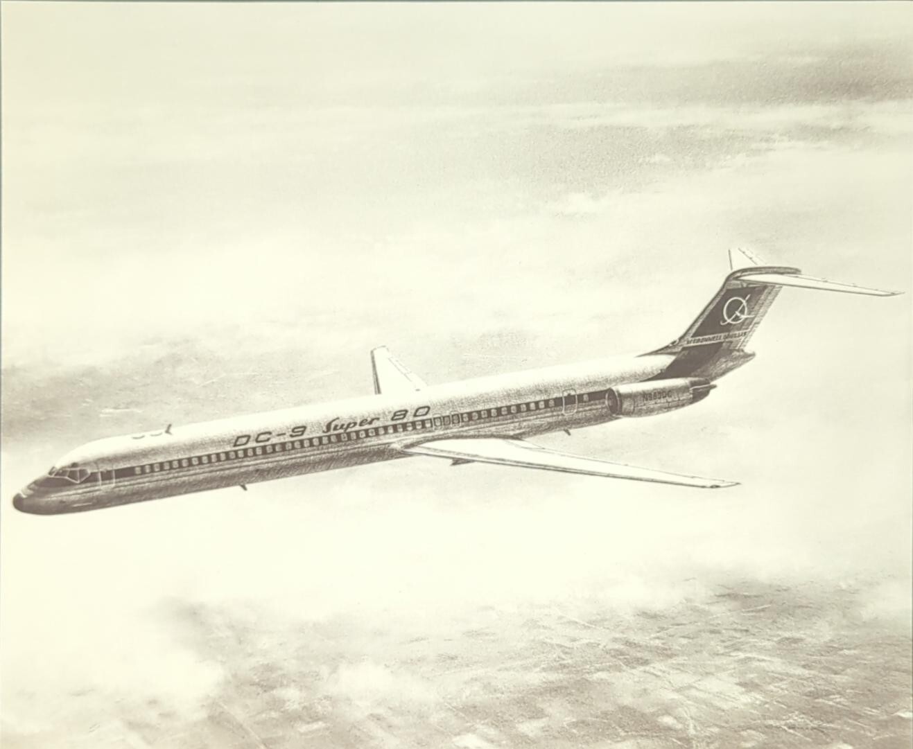 「MCDONNELL DOUGLAS DC-9 SUPER 80」アートポスター MCDONNELL DOUGLAS DC-9 Super 80 Jet Airliner Aircraft