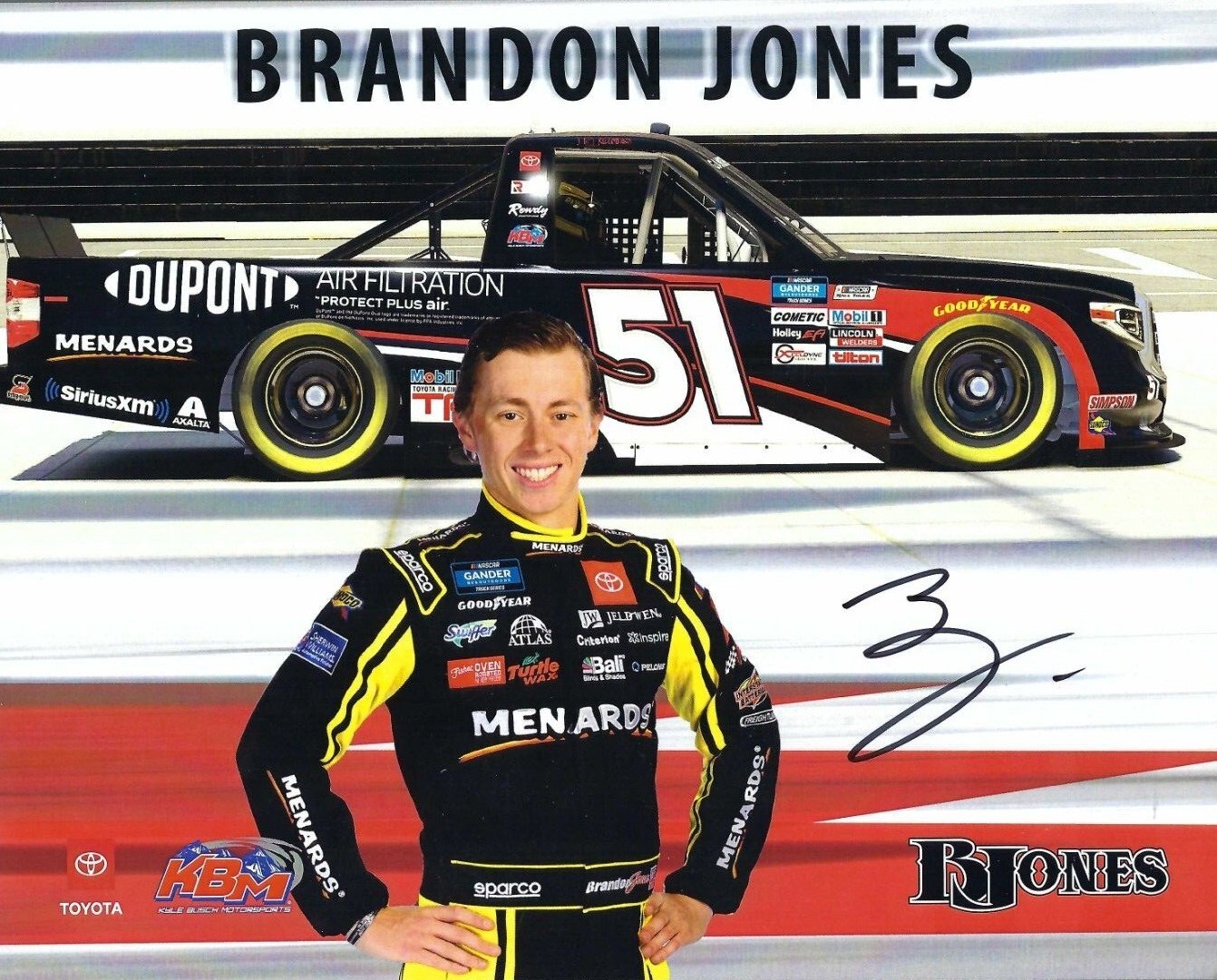 SIGNED 2020 BRANDON JONES &ldquo;DUPONT / MENARDS&rdquo; #51 NASCAR GANDER RV 