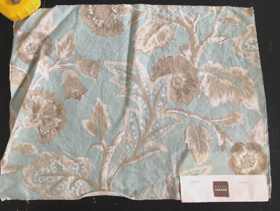 PETER FASANO Tinay in Taupe, Aqua 11 5/8 x 15 1/2'' Floral Fabric Sample